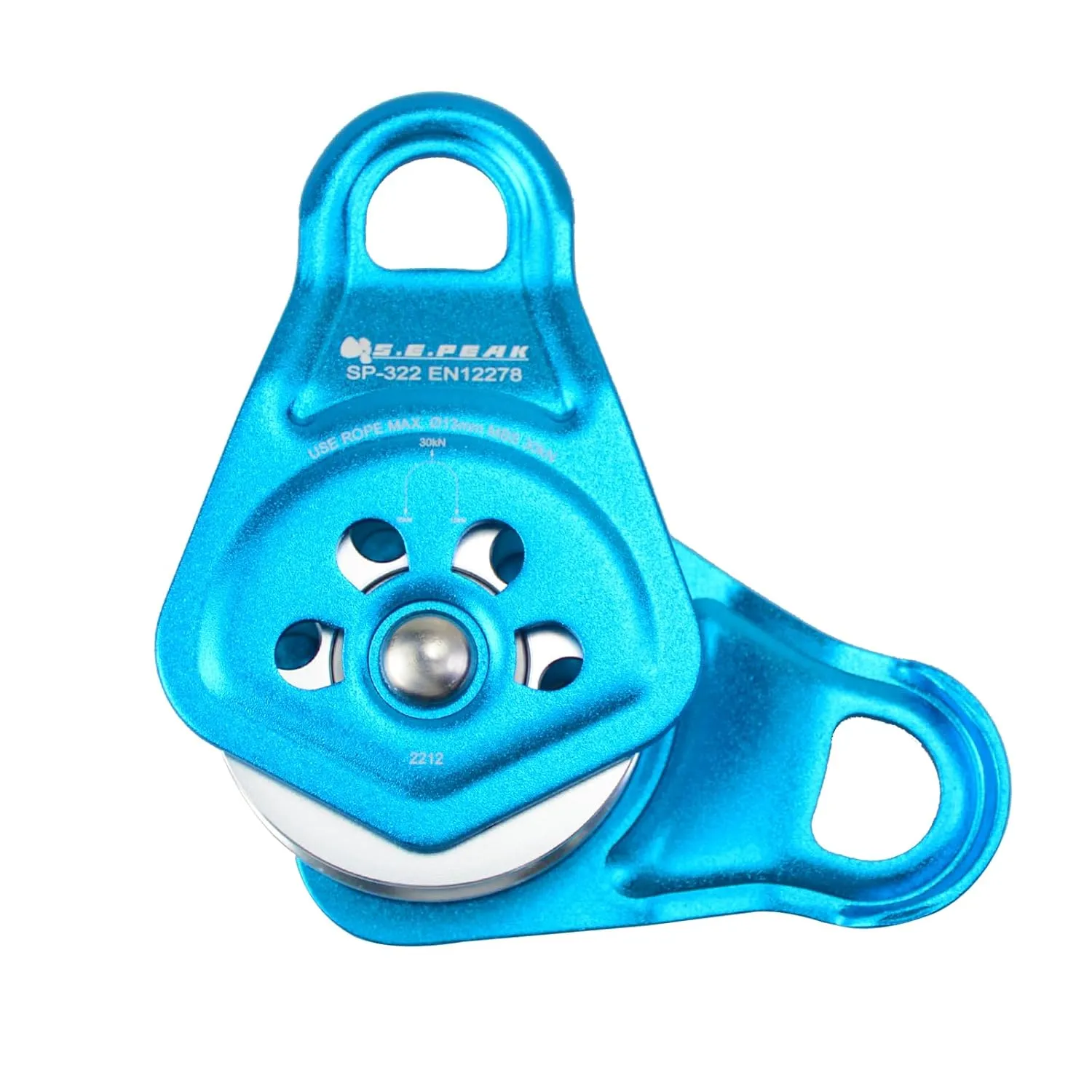 30kN Upgraded Rescue Single Pulley Sheave with Swing Plate,CE High Strength Pulley for Backyard Zipline, Climbing, Rock Rescue Lifting, Hauling, Fit Rope up to 13 mm/Holds Up to 6750lbs,Blue