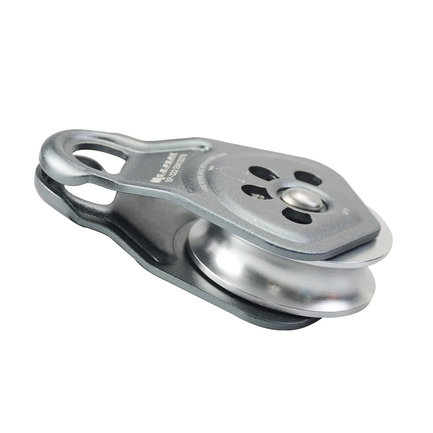 30kN Upgraded Rescue Single Pulley Sheave with Swing Plate,CE High Strength Pulley for Backyard Zipline, Climbing, Rock Rescue Lifting, Hauling, Fit Rope up to 13 mm/Holds Up to 6750lbs,Grey