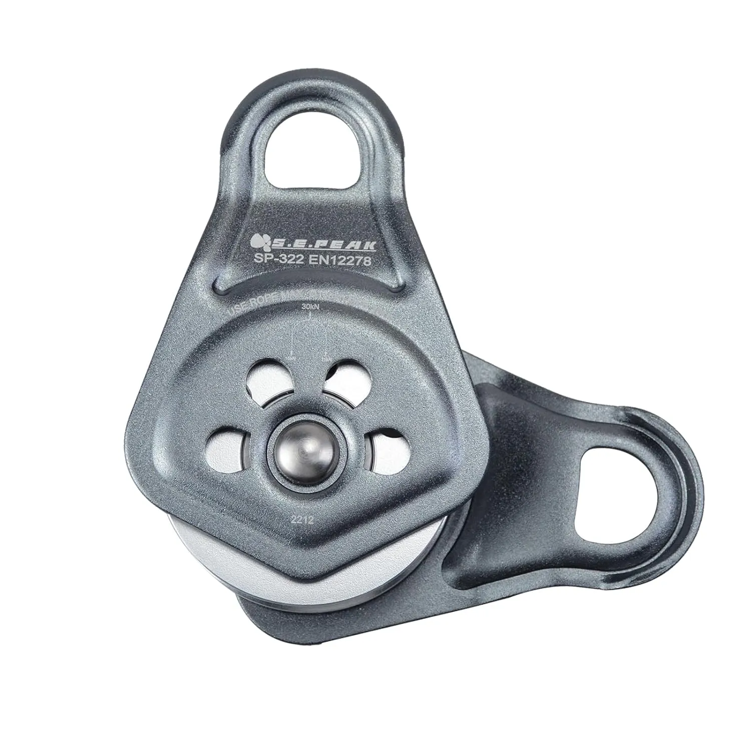 30kN Upgraded Rescue Single Pulley Sheave with Swing Plate,CE High Strength Pulley for Backyard Zipline, Climbing, Rock Rescue Lifting, Hauling, Fit Rope up to 13 mm/Holds Up to 6750lbs,Grey