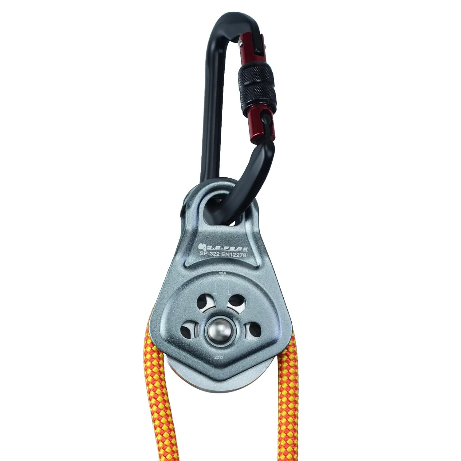 30kN Upgraded Rescue Single Pulley Sheave with Swing Plate,CE High Strength Pulley for Backyard Zipline, Climbing, Rock Rescue Lifting, Hauling, Fit Rope up to 13 mm/Holds Up to 6750lbs,Grey