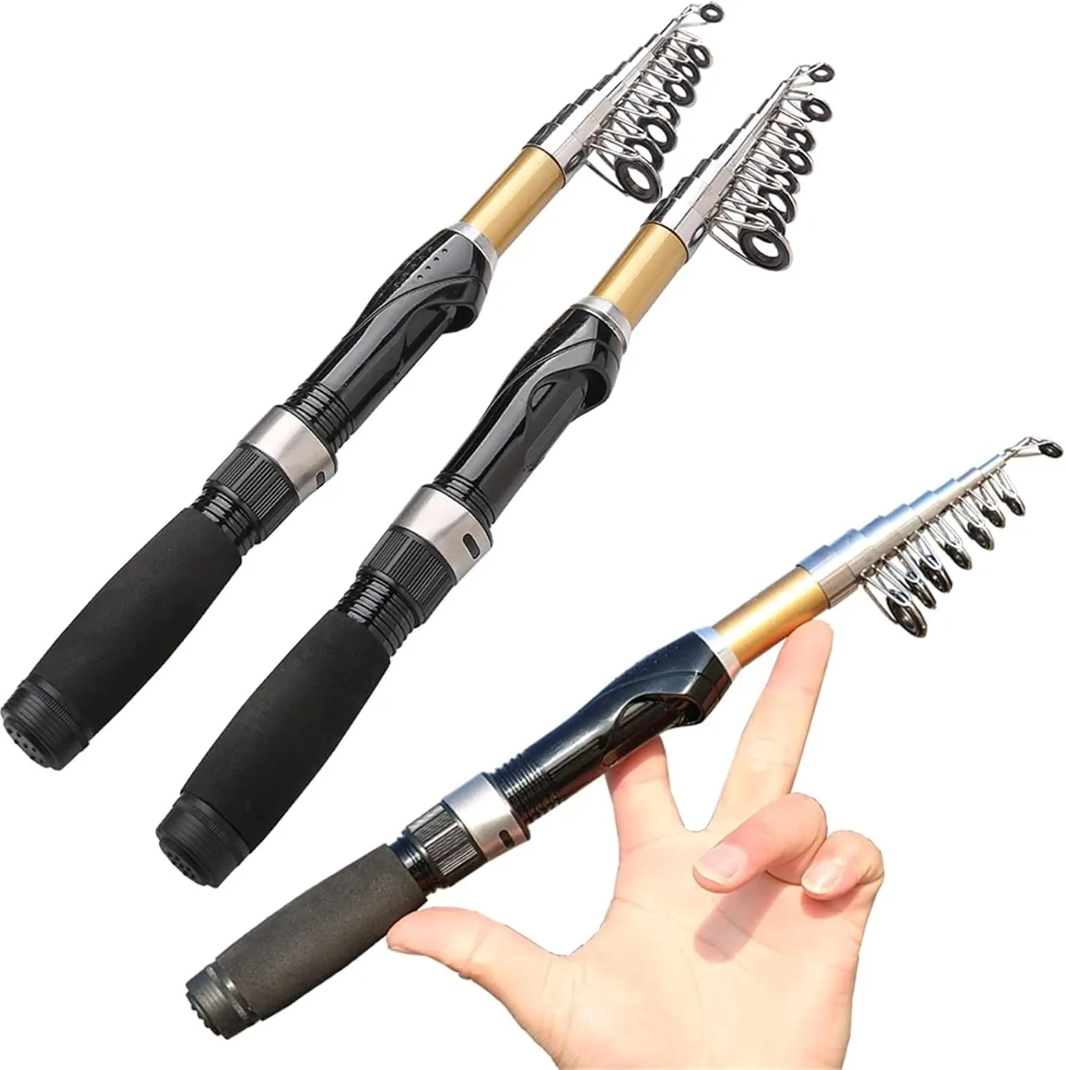32-36cm Short Pocket Telescopic Fishing Rod Spinning Fly Carp Feeder Carbon Fiber Rock Fishing Pole Pesca 2.1M 1.9M 1.7M 1.5M