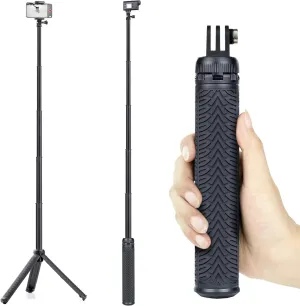 34''Waterproof Selfie Stick Underwater Tripod Pole Hand Grip for Go Pro Hero 13 12 11 10 9 8 7 6 5 4, AKASO,SJCAM,DJI Action 4 5 Cameras(3-in-1: Monopod,Selfie Stick,Tripod Stand)