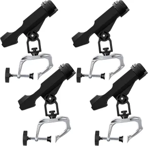 4 Pcs Fishing Boat Rods Holder 360 Degree Adjustable Folding Fishing Pole Holders with Large Clamp Opening for Boat Trolling Holder Pole Stand Rack Rod Bracket for Kayak Canoe Dock