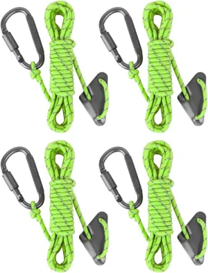 4Pcs Reflective Tent Guy Rope Outdoor Tent Guide Rope with Locking Carabiner Clip Winds Line for Awning Camping Enduring