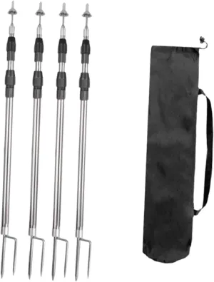 4Pcs Tarp Poles Replacement Universal Support Rods Tent Rods Telescoping Awning Poles for Awning Hiking Camping Porch Garden
