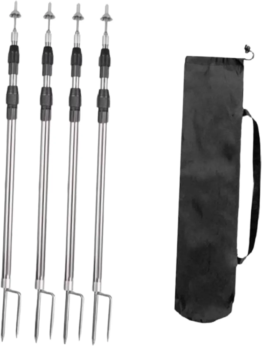 4X Camping Tarp Poles Telescoping Accessories Adjustable Awning Poles Replacement for Garden Awning Tarpaulin Camping Hiking