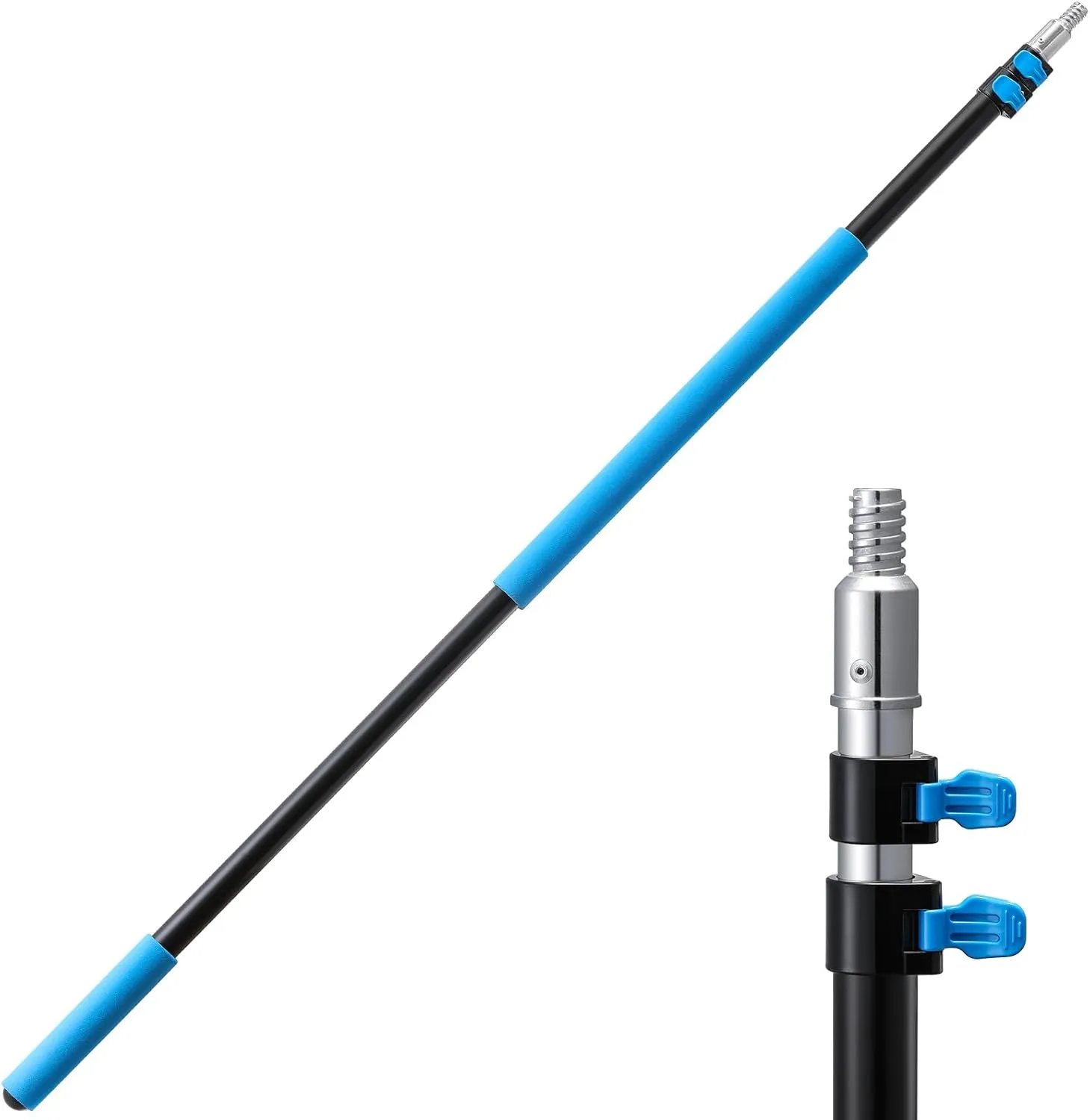 5-12 ft Long Telescopic Extension Pole, Multi-Purpose Extendable Pole with Universal Twist-on Metal Tip, Lightweight Sturdy Aluminum Telescoping Pole for Painting, Dusting and Window Cleaning