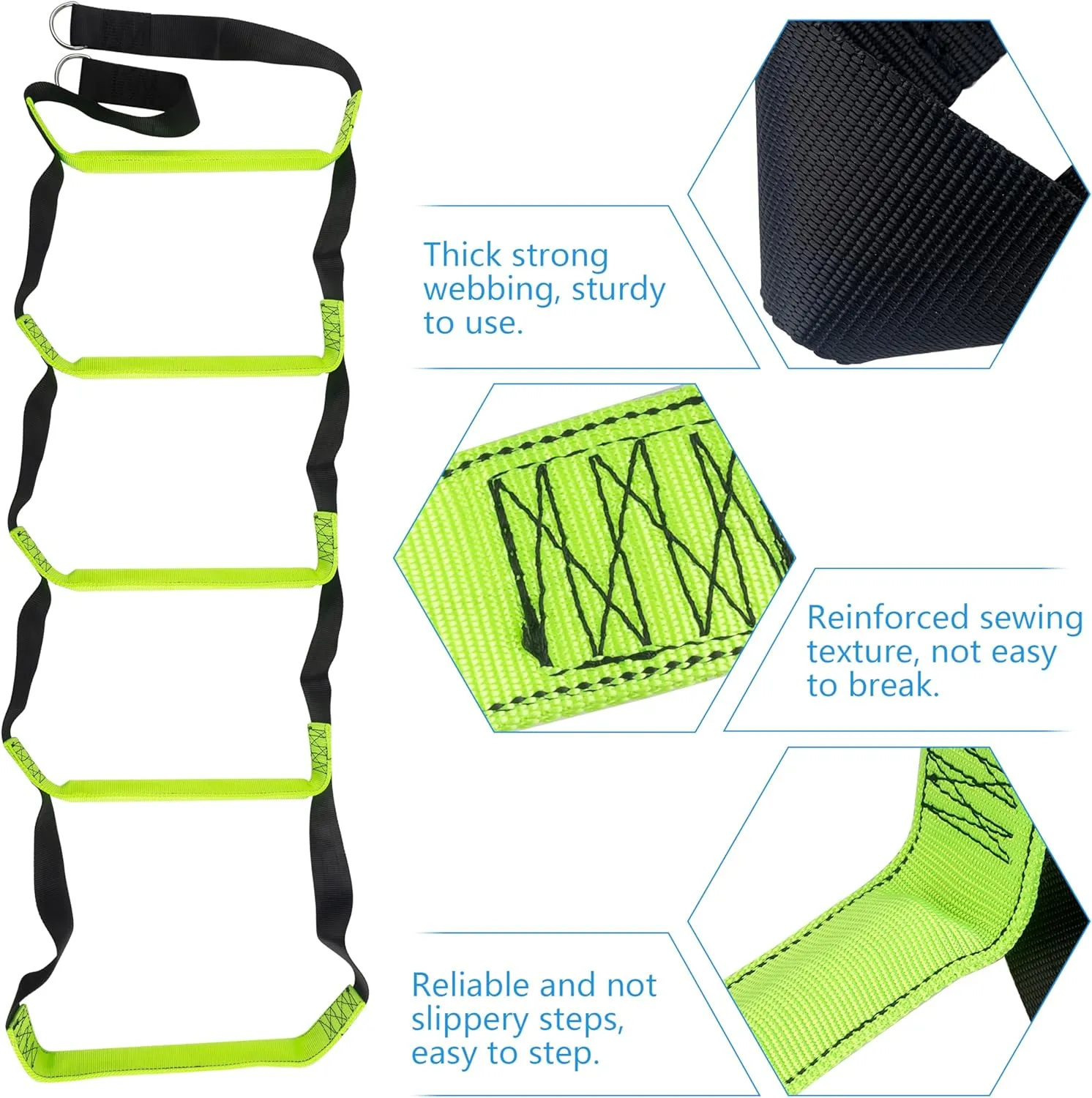 5 Step Boat Rope Ladder, Foldable Assist Boarding Outdoor Climbing Rope Ladder for Inflatable Boat, Pontoon Boat, Sailboat, Kayak, Motorboat, Canoeing