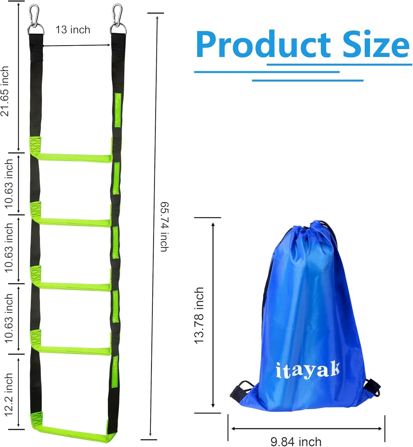 5 Step Boat Rope Ladder, Foldable Assist Boarding Outdoor Climbing Rope Ladder for Inflatable Boat, Pontoon Boat, Sailboat, Kayak, Motorboat, Canoeing