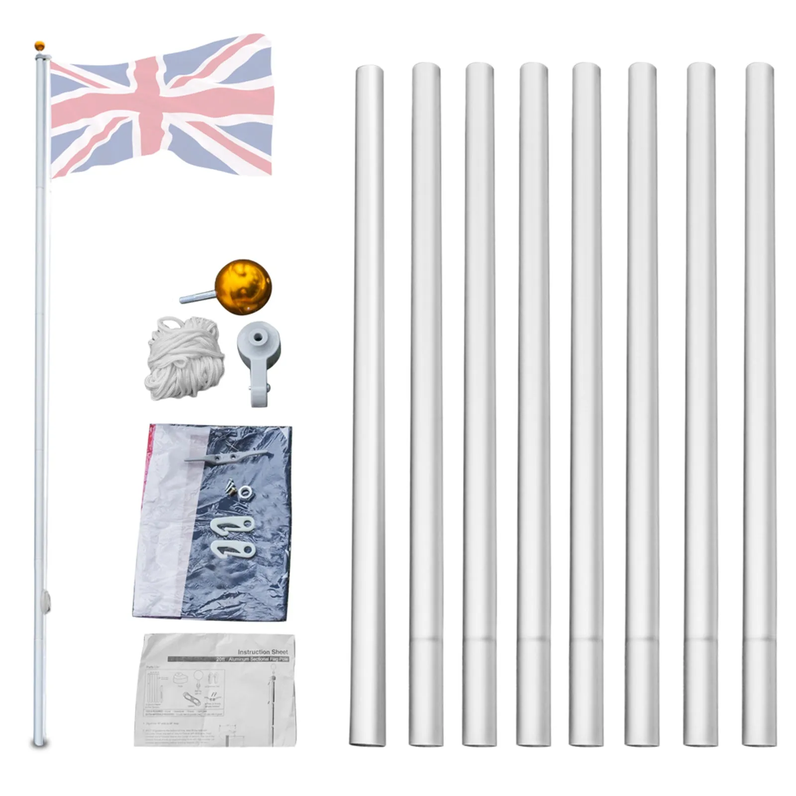 5.1*5.1*750cm Aluminum Alloy Splicing Flagpole Adjustable And Retractable Courtyard Outdoor Flagpole