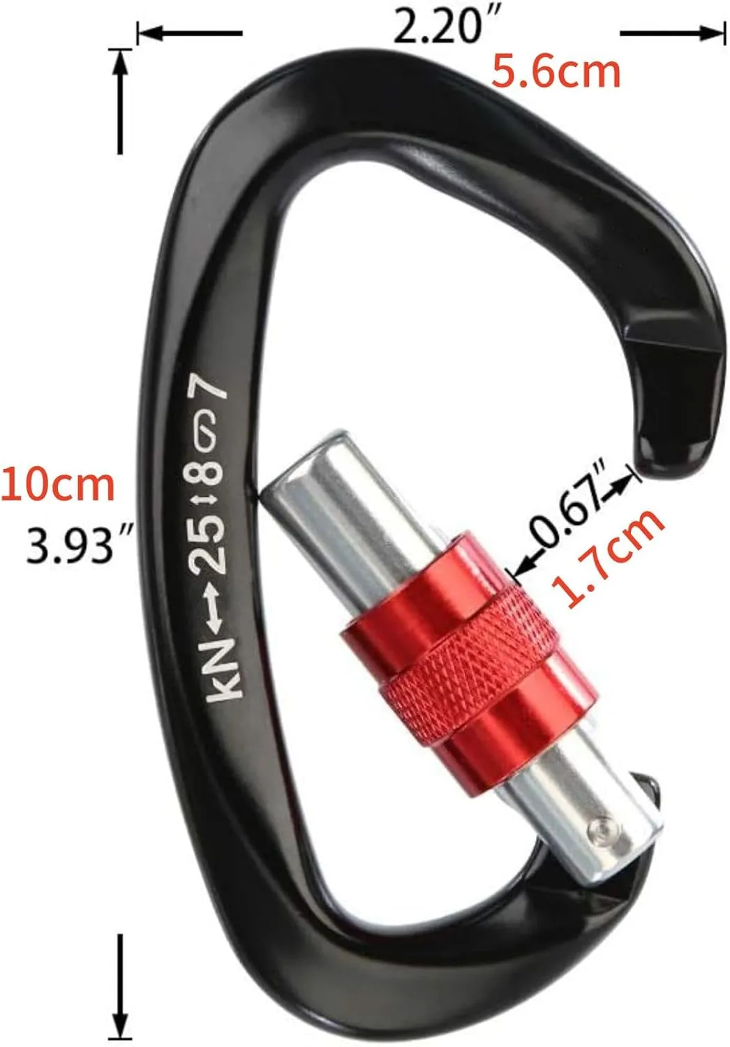 5Pcs Key Lock 25KN Auto Locking Carabiner Clip Stainless Aluminum-Magnesium Alloy D-Shape Hook for Climbing Rock