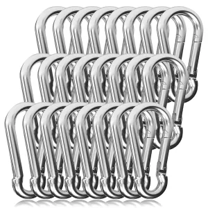 60PCS 3" Heavy Duty Spring Snap Hook, M8 5/16" Galvanized Steel Snap Hook Carabiner Quick Link Carabiner Clip, 500LBS Holding Capacity Quick Link Keychain for Swing Hammock Gym Outdoor