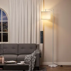 60" Floor Lamps with Remote Control & Bulb, Colors Temperature & Brightness Adjustable, Gray Shade & Silver Pole