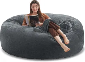 6FT,Oversized Bean Bag Chairs for Adults，Bean Bag Chair with Filler Included，Giant Bean Bag Chair Covered with Flannel Cover, Living Room Furniture, Suitable for Bedroom and Dormitory.(Dark Gray)