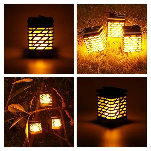 75 LED Solar Powered Light Outdoor Garden Flickering Flame Wall Light