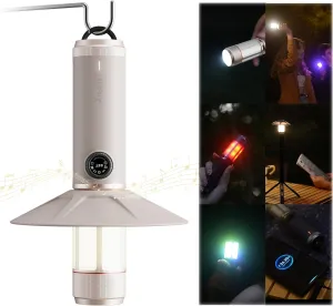 8 in 1 Camping Hiking Essentials, 8 Modes Can be Switched at Will, Including:Electric Camping Lantern,Flashlight, Mood Light, Speaker, Emergency, Power Bank,Ambient Light,Music Light