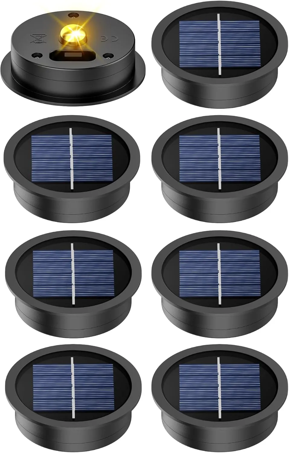 8 Pack Solar Light Replacement Tops(2.76 Inch Top, 2.36 Inch Bottom), Waterproof Replacement Solar Lantern Parts for Outdoor Hanging Lanterns DIY Table Lights Garden Patio Decor