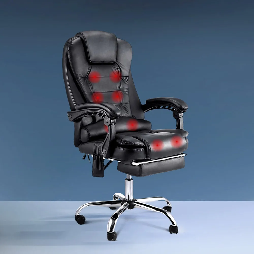 8 Point Reclining Massage Chair - Black