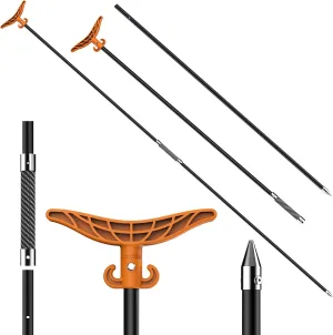 8.63' Shallow Water Anchor, Island Anchor Pole with T-Handle, 2 Piece High Strength Fiberglass Reinforced Polyamide66, Orange (Gloves Included)