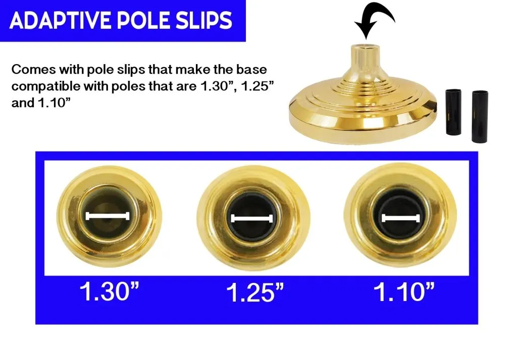 8ft Gold Flag Pole and Gold Base Kit (Ball Top)