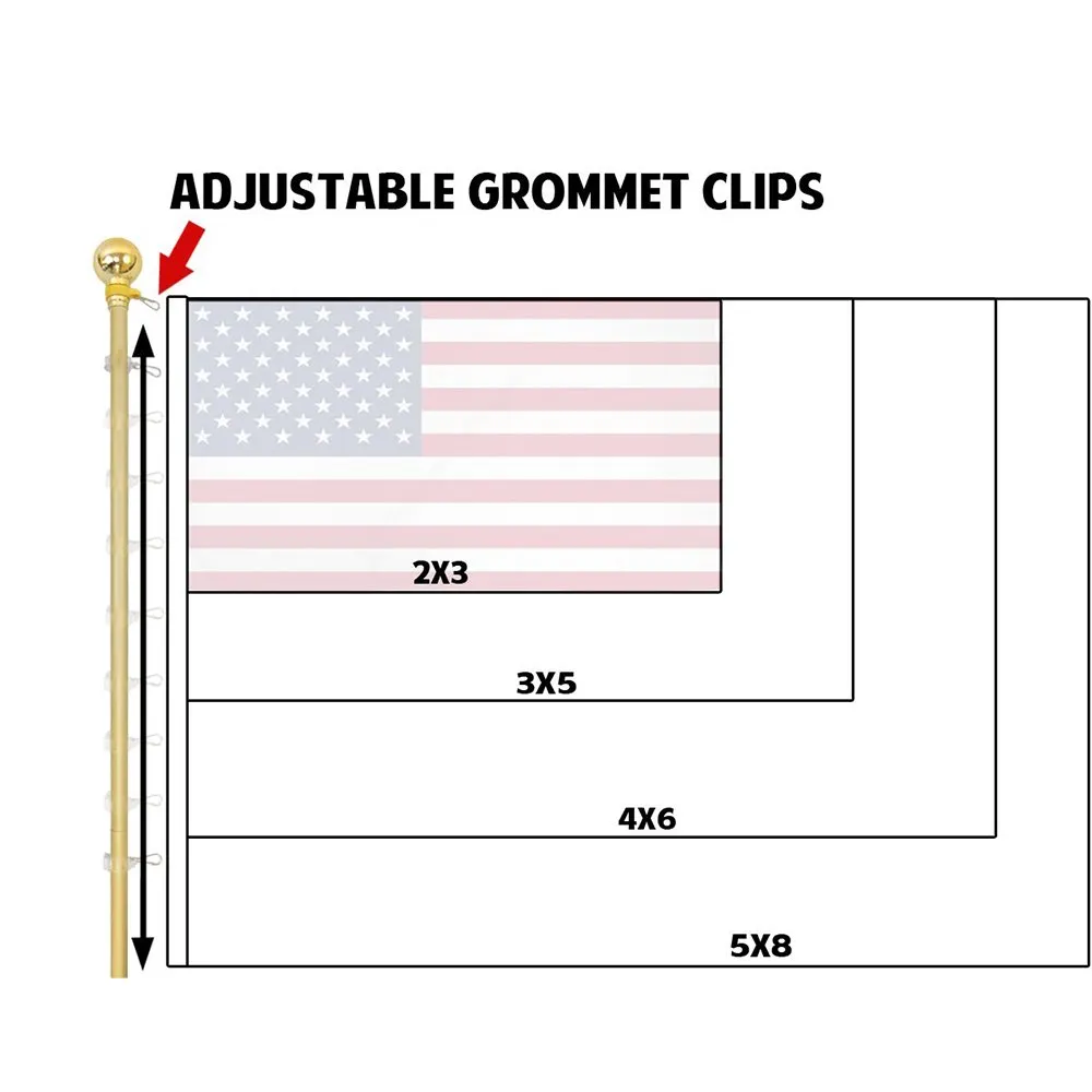 8ft Gold Flag Pole and Gold Base Kit (Ball Top)