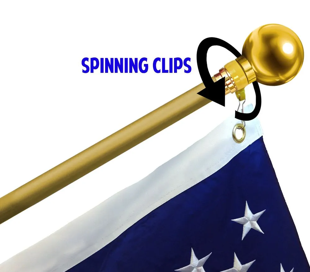 8ft Gold Flag Pole and Gold Base Kit (Ball Top)