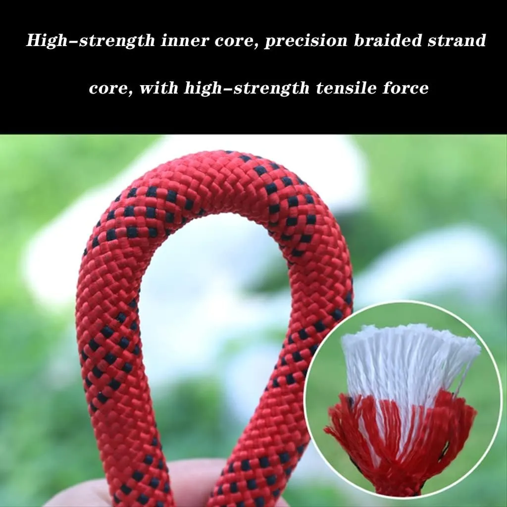 8mm Outdoor Escape Rope,Static Rescue Rope, Escape Nylon Rope, Ice Climbing Equipment Fire Rescue Parachute Rope with 2 Steel Hooks (Color : Green, Size : 8mm x 25m)