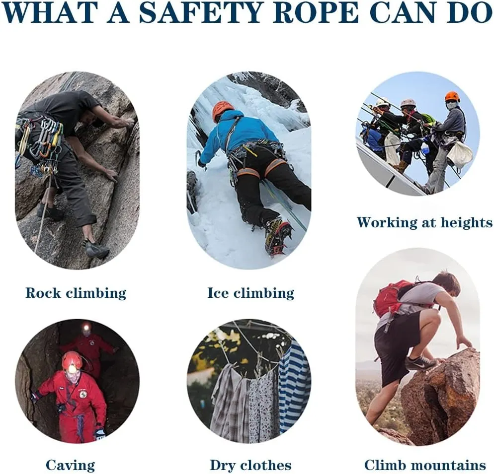 8mm Outdoor Escape Rope,Static Rescue Rope, Escape Nylon Rope, Ice Climbing Equipment Fire Rescue Parachute Rope with 2 Steel Hooks (Color : Green, Size : 8mm x 25m)