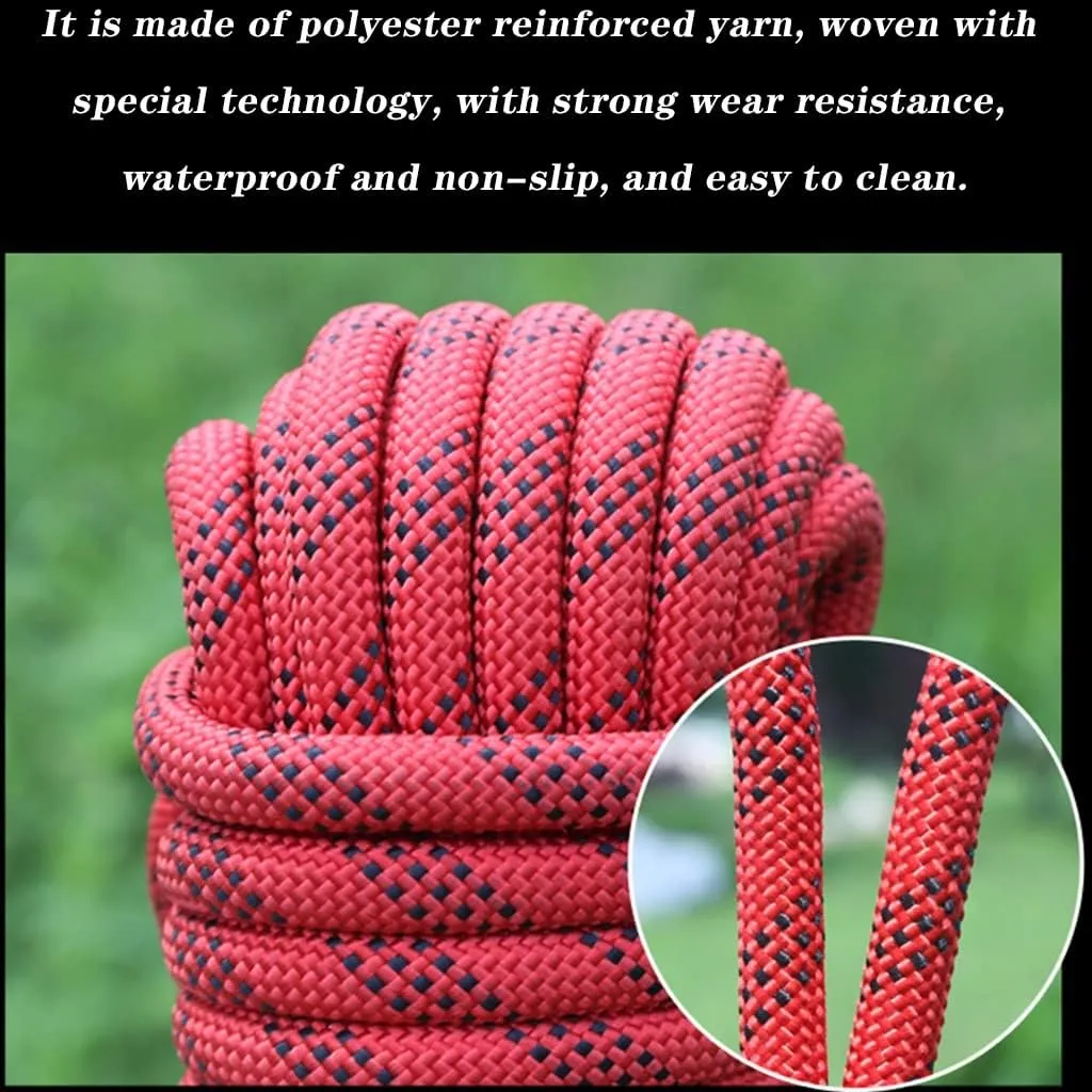 8mm Outdoor Escape Rope,Static Rescue Rope, Escape Nylon Rope, Ice Climbing Equipment Fire Rescue Parachute Rope with 2 Steel Hooks (Color : Green, Size : 8mm x 25m)