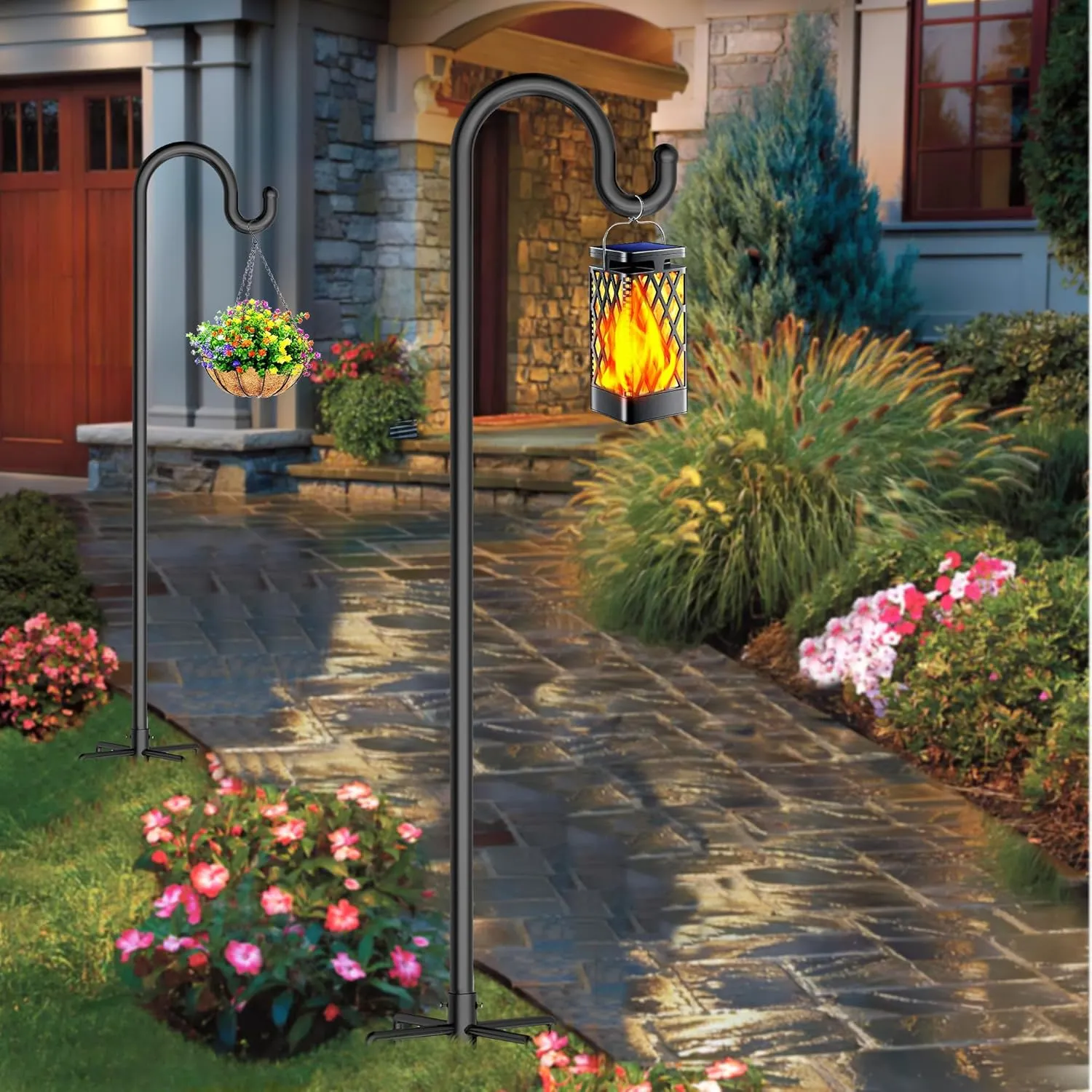 92 Inch Shepherds Hooks for Outdoor, Heavy Duty Bird Feeder Pole for Outdoor Wind Chime Stand Garden Hook, Bird Feeder Stand Weddings Garden Decor(2 Pack)