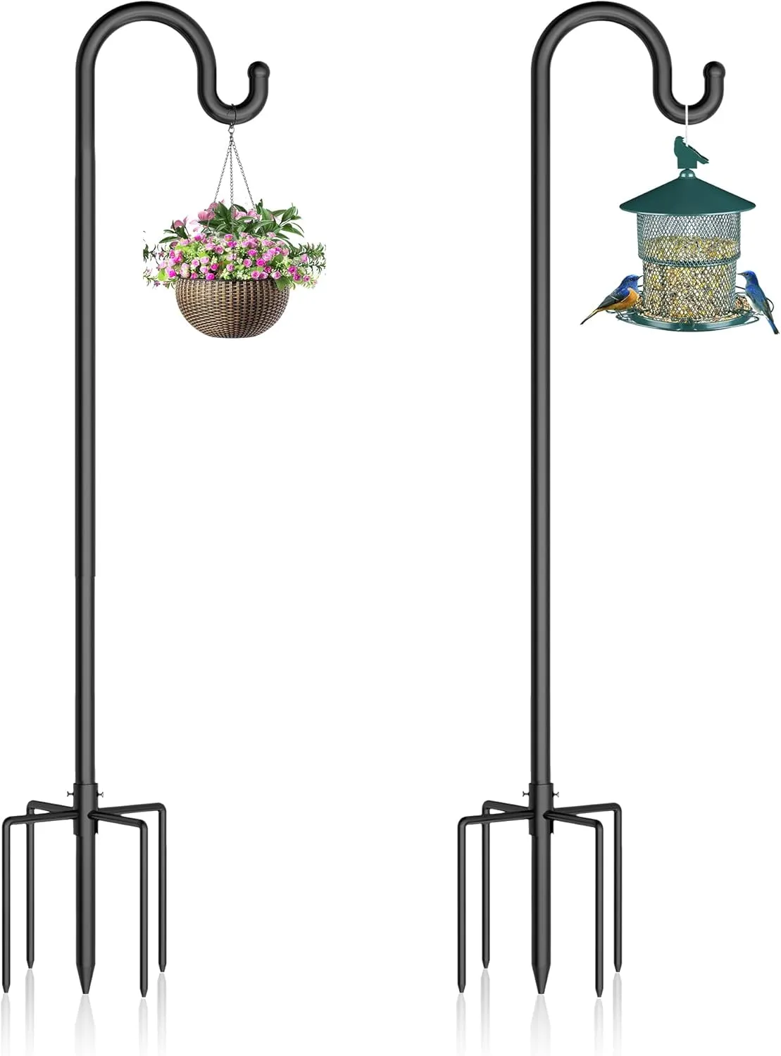 92 Inch Shepherds Hooks for Outdoor, Heavy Duty Bird Feeder Pole for Outdoor Wind Chime Stand Garden Hook, Bird Feeder Stand Weddings Garden Decor(2 Pack)