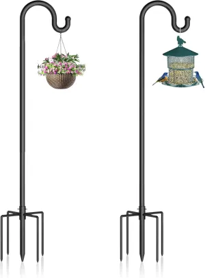 92 Inch Shepherds Hooks for Outdoor, Heavy Duty Bird Feeder Pole for Outdoor Wind Chime Stand Garden Hook, Bird Feeder Stand Weddings Garden Decor(2 Pack)
