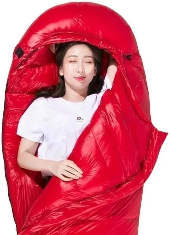 95% White Goose Down Sleeping Bag Camping Sleeping Bag Goose Down Filled Adult Mummy Sleeping Bag Warm for Traveling Hiking