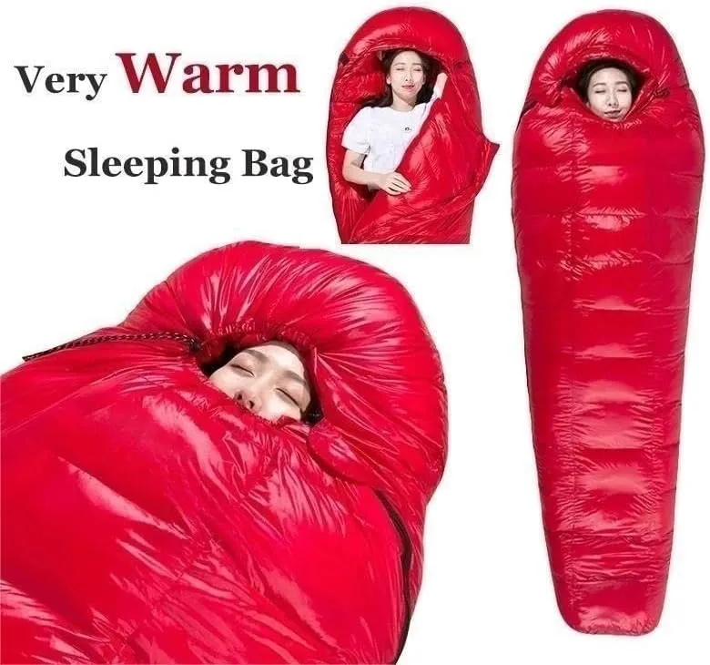 95% White Goose Down Sleeping Bag Camping Sleeping Bag Goose Down Filled Adult Mummy Sleeping Bag Warm for Traveling Hiking