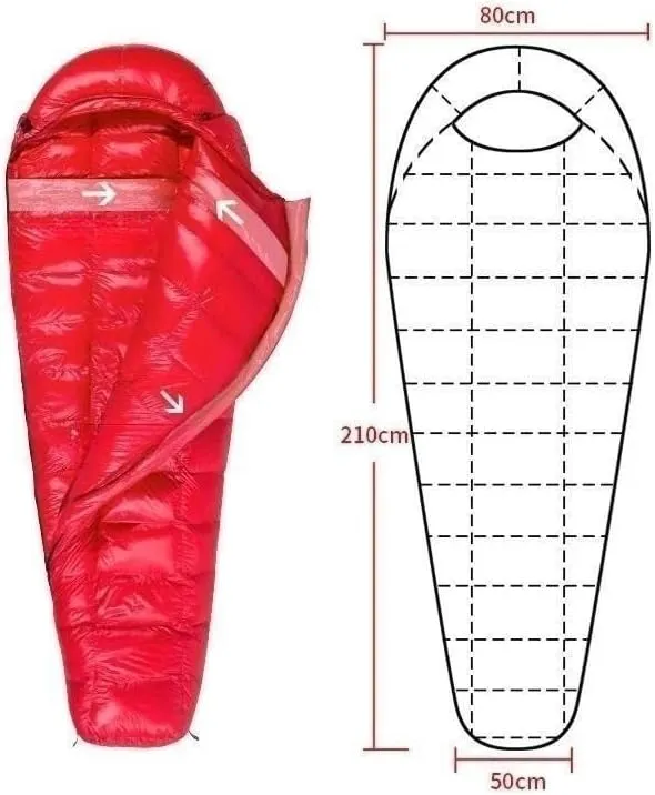 95% White Goose Down Sleeping Bag Camping Sleeping Bag Goose Down Filled Adult Mummy Sleeping Bag Warm for Traveling Hiking