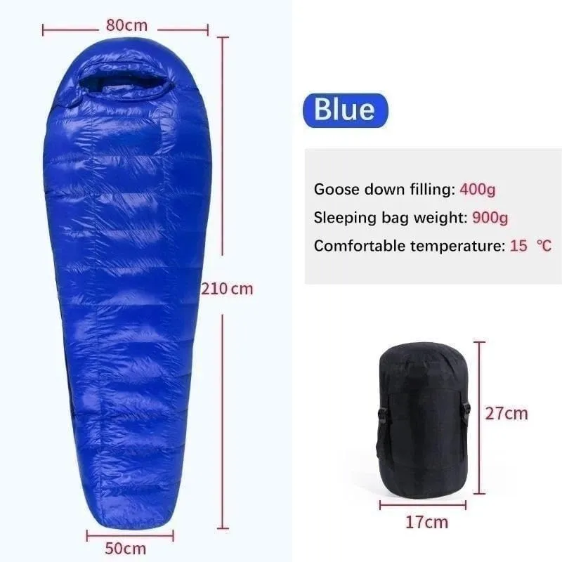 95% White Goose Down Sleeping Bag Camping Sleeping Bag Goose Down Filled Adult Mummy Sleeping Bag Warm for Traveling Hiking
