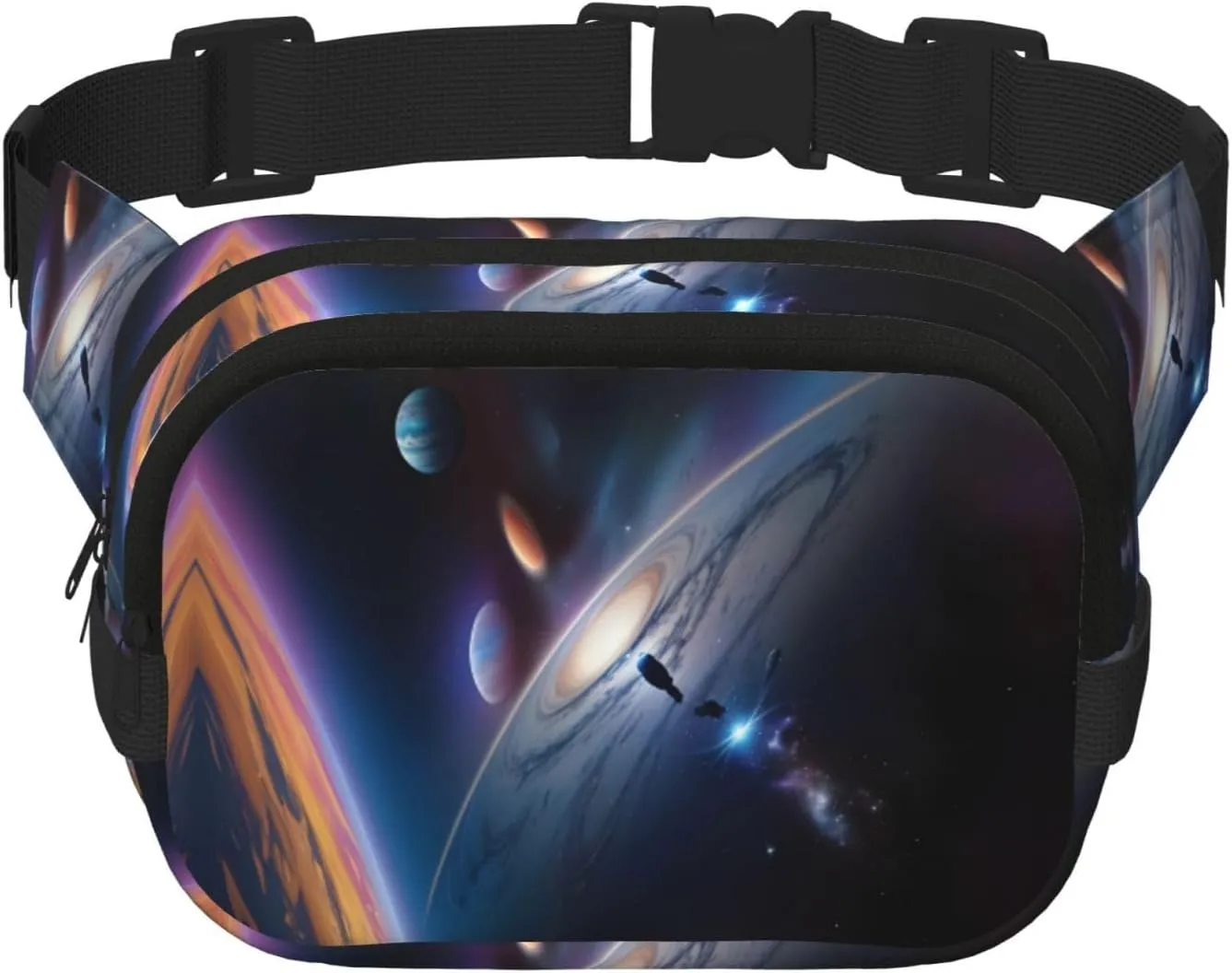A fascinating universe Printed Fashion Crossbody Bag, Hiking Waist Bag, Square Double Layer Travel and Fitness Shoulder Bag
