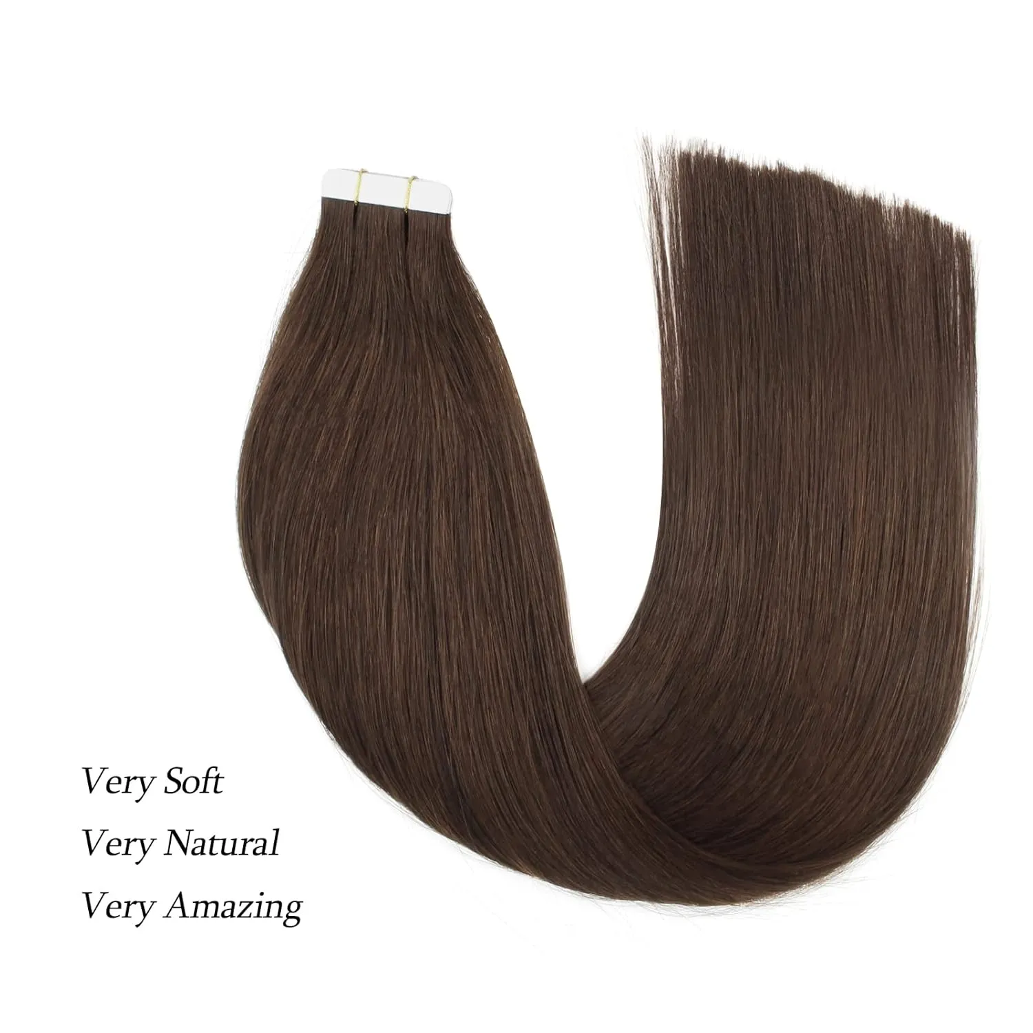 ABH AmazingBeauty Hair Semi-permanent Real Human Remi Remy Hair Extensions Tape in 50g 20pcs Skin Weft Taped Invisible Seamless Reusable Dark Brown Color 2 14 Inch
