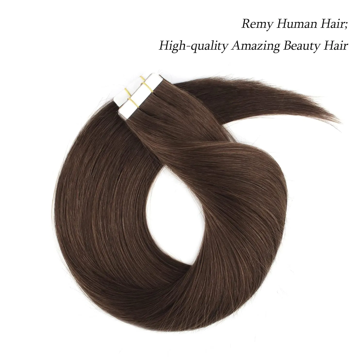 ABH AmazingBeauty Hair Semi-permanent Real Human Remi Remy Hair Extensions Tape in 50g 20pcs Skin Weft Taped Invisible Seamless Reusable Dark Brown Color 2 14 Inch