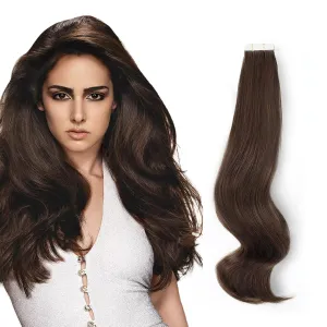 ABH AmazingBeauty Hair Semi-permanent Real Human Remi Remy Hair Extensions Tape in 50g 20pcs Skin Weft Taped Invisible Seamless Reusable Dark Brown Color 2 14 Inch