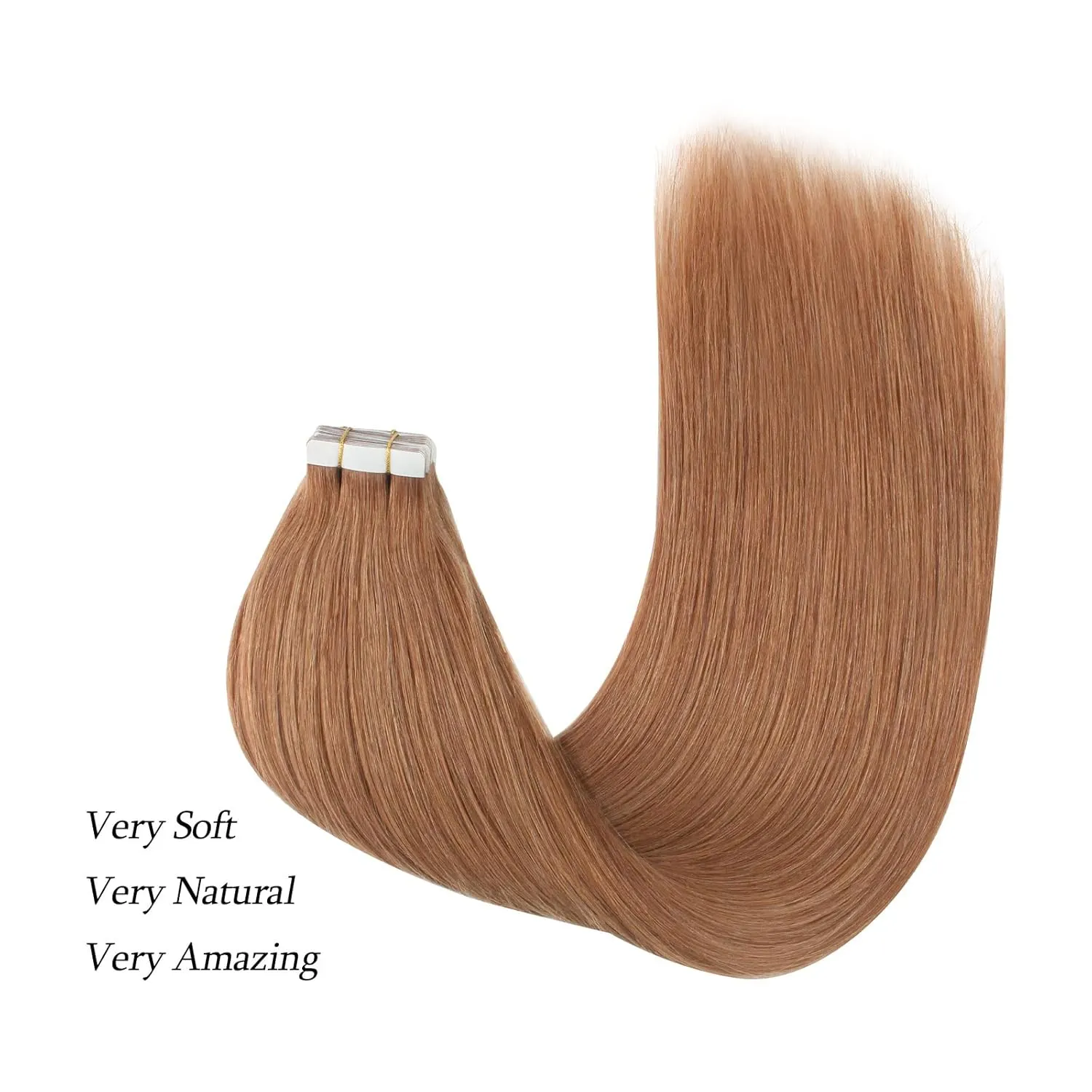 ABH AmazingBeauty Tape in Hair Extensions Semi-permanent Pre Taped Real Remi Remy Human Tape in Human Hair 50g 20pcs Skin Weft Invisible Seamless Reusable Platinum Light Auburn Color 30 16 Inch