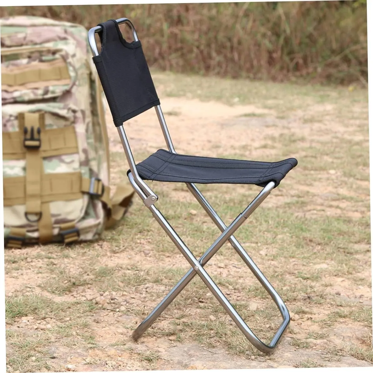 ABOOFAN Aluminum Alloy Outdoor Folding Chair Portable Comfortable Backrest 100kg Load Capacity Easy-Cleaning Compact for Home Camping Fishing (Folding Stool Portable)