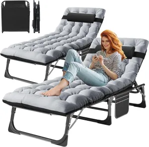 ABORON 3-in-1 Patio Lounge Chair, Folding Heavy Duty Chaise with 500LB Load Capacity, Adjustable Portable Chair for Home, Garden, Beach, Office, Camping & Relaxation