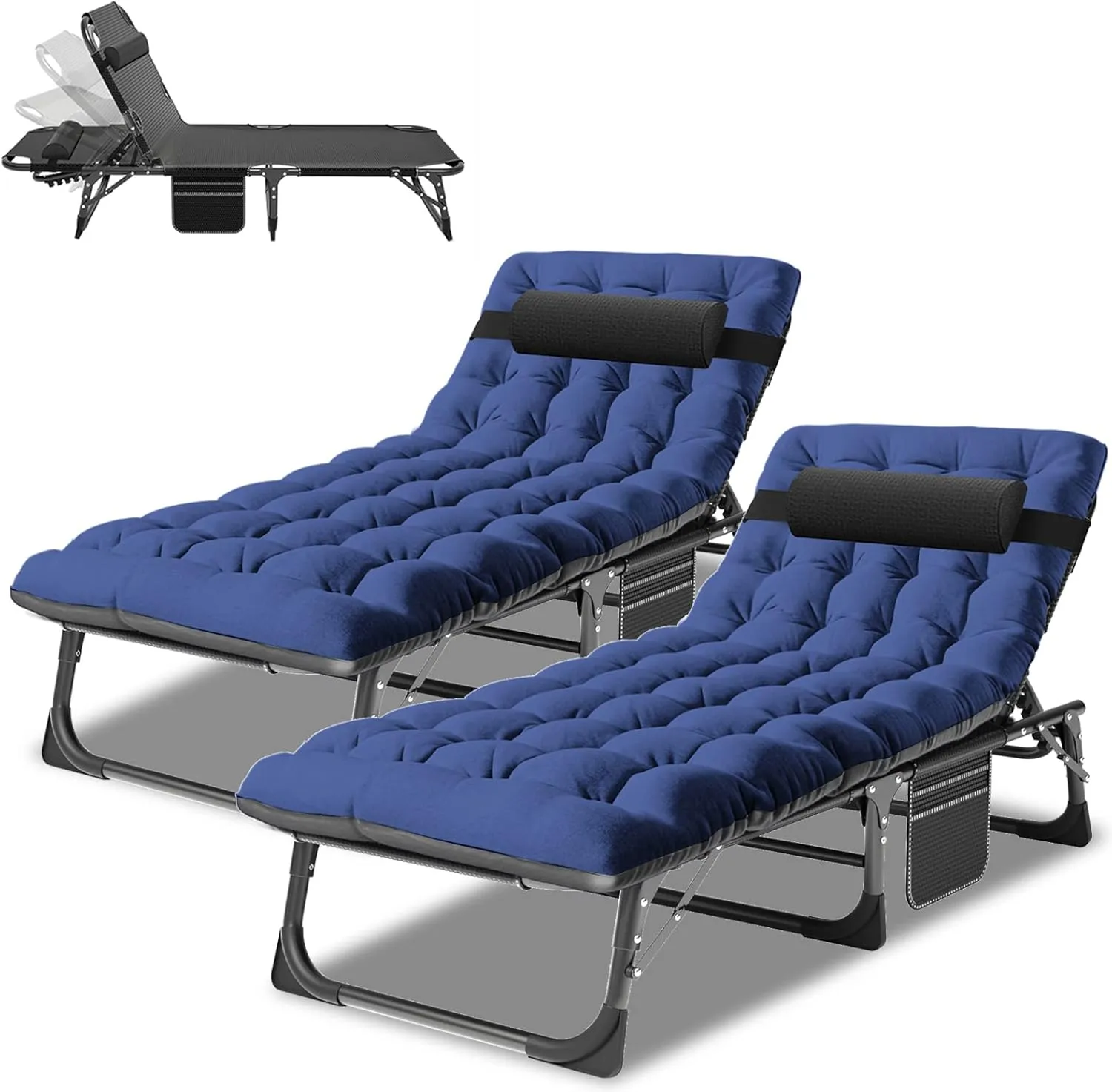 ABORON 3-in-1 Patio Lounge Chair, Folding Heavy Duty Chaise with 500LB Load Capacity, Adjustable Portable Chair for Home, Garden, Beach, Office, Camping & Relaxation
