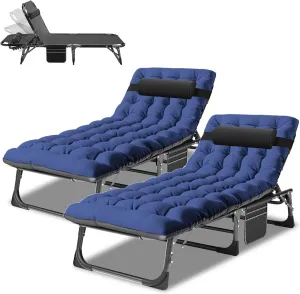 ABORON 3-in-1 Patio Lounge Chair, Folding Heavy Duty Chaise with 500LB Load Capacity, Adjustable Portable Chair for Home, Garden, Beach, Office, Camping & Relaxation