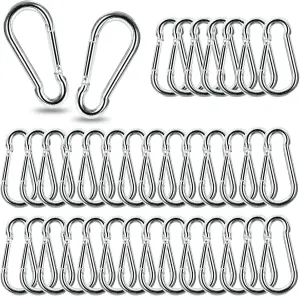 Acrux7 60Pcs M6 Carabiner Clip 2.5 Inch Heavy Duty Spring Snap Hook Small Carabiner Clips for Hammock, Swing, Fishing, Outdoor Camping, Hiking, Gym, 260LBS Holding Capacity