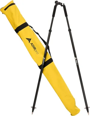 Adir Prism Pole Carbon Fiber Bipod - Aluminum Bipod with Thumb Release Extension for GPS Antenna Pole or Prism Pole of Total Station Surveying Equipment - Black