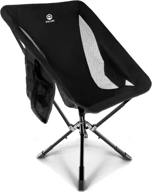 ADJ-BS Folding Beach Chair for Adults, Lightweight & Portable Folding Chairs with Compact Bag, Adjustable Outdoor Chair for Beach,Lawn,Concert,Sport, Supports 330LBS - Black 2025 Edition