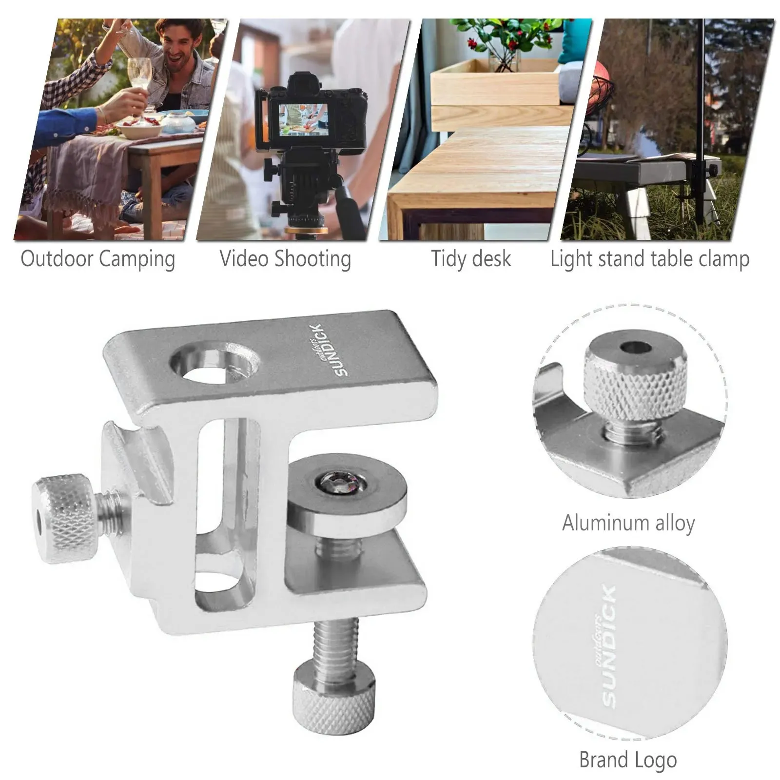 Adjustable Height Portable Camping Light Pole & Desk Clip