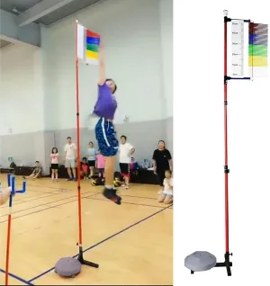 Adjustable Height Vertical Jump Tester, School Gym Vertical Jump Trainer Training Equipment, Metal Jump Measurement Tool with Colorful Vane